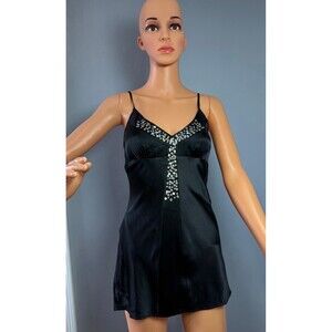 Express Black Silk Beaded Slip Dress XS Spaghetti Strap NWT.